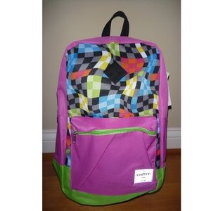 Girls Womens Adult 16 inch Hot Pink Geometric Confetti Backpack 1980s NWT